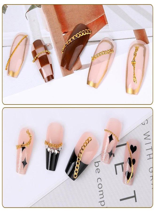 Hariendny 8 Strips Nail Art Chains Metal Chain Nail Charms Gold Nail Jewelry Chains 3D Nail Art Chain Nail Decorations Supplies Punk Nail Studs Accessories for DIY Making Nails Manicure Jewelry Tips Decor - Image 5